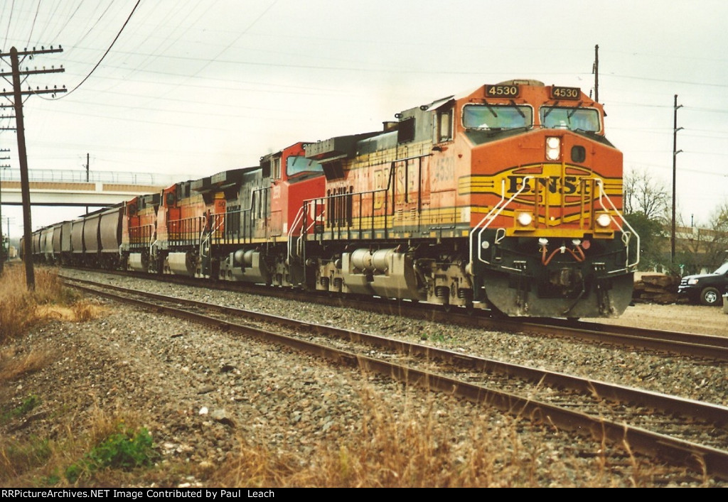 Grain train rolls east